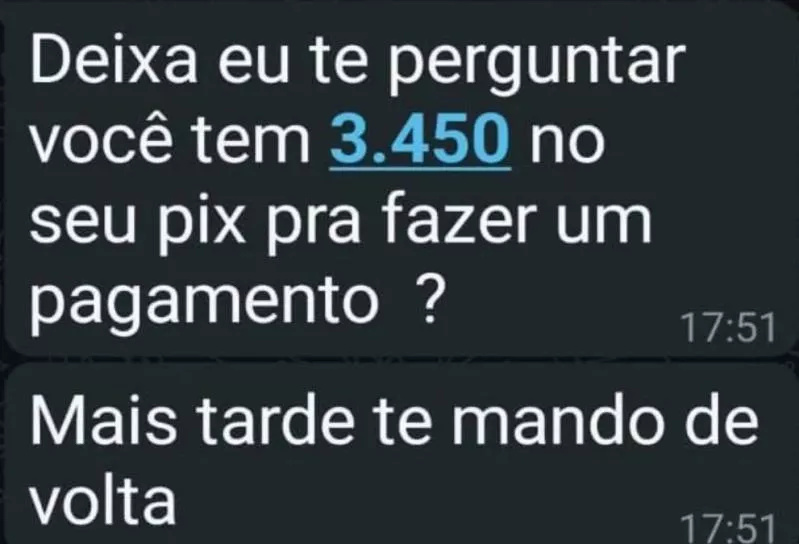 Mensagem enviada pelos criminosos. Foto: Reprodução/Agora Ed