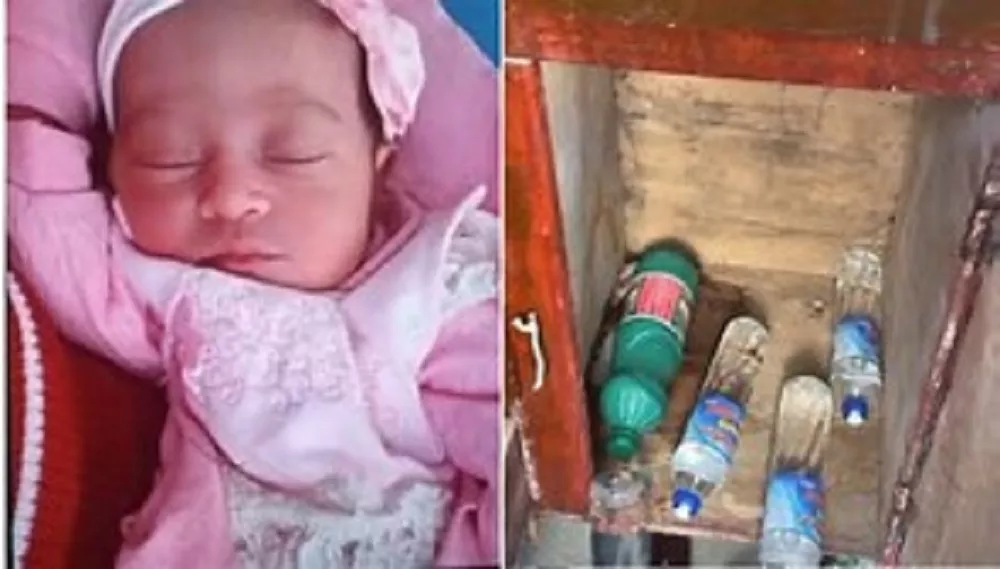 Bebê foi encontrado em armário com produtos de limpeza - Foto: Divulgação/Polícia Civil