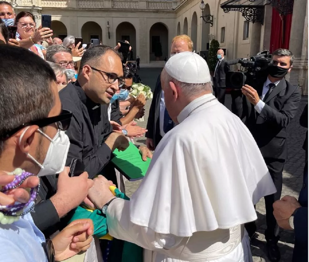 Encontro do Pe. Danilo com o Papa, em Roma - Foto: Arquivo pessoal
