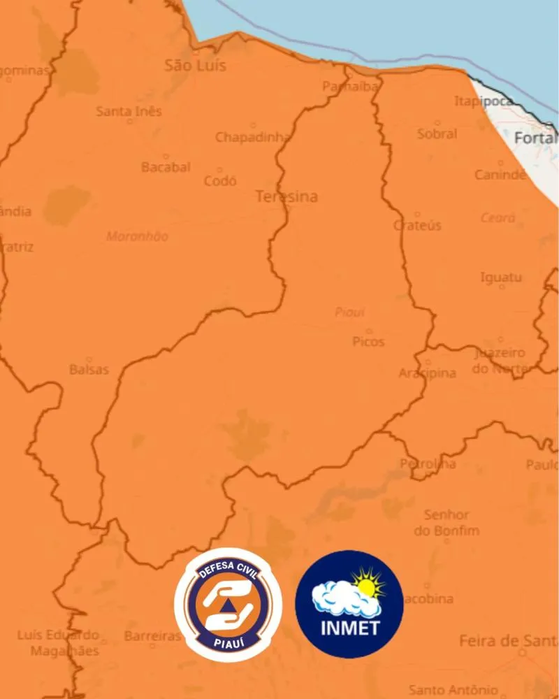 Defesa Civil alerta para chuvas intensas em todo o Piauí nesta quinta e sexta-feira